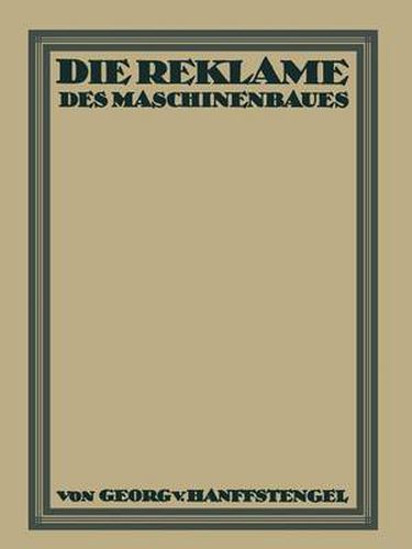 Cover image for Die Reklame Des Maschinenbaues