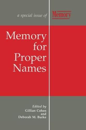 Cover image for Memory for Proper Names: A Special Issue of Memory