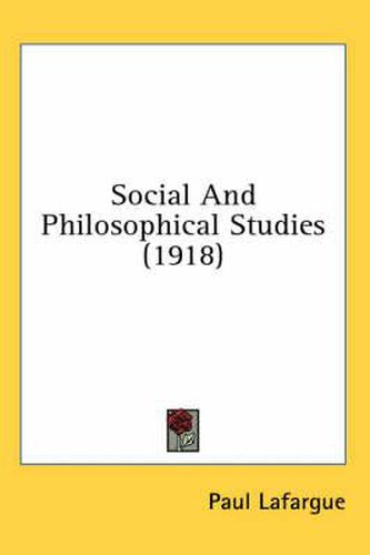 Cover image for Social and Philosophical Studies (1918)