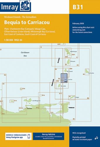 Cover image for Imray Chart B31: Grenadines - Middle Sheet; Bequia to Carriacou