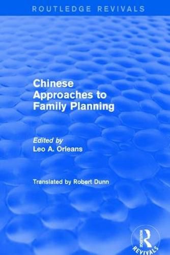 Cover image for Chinese Approaches to Family Planning