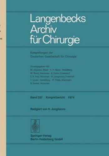 Cover image for Verhandlungen der Deutschen Gesellschaft fur Chirurgie: Tagung vom 8. bis 11. Mai 1974