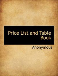 Cover image for Price List and Table Book