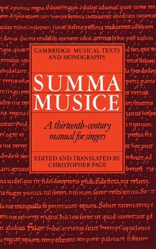 Cover image for Summa Musice: A Thirteenth-Century Manual for Singers