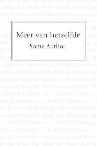 Cover image for Meer van hetzelfde