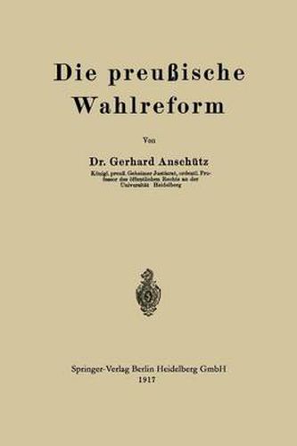 Cover image for Die Preussische Wahlreform