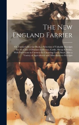 Cover image for The New England Farrier; or, Farmer's Receipt Book, a Selection of Valuable Receipts for the Cure of Diseases in Horses, Cattle, Sheep & Swine, With Directions to Farmers for Choosing Good Stock, Also a Variety of Agricultural and Miscellaneous Receipts