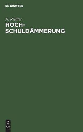 Cover image for Hochschuldammerung