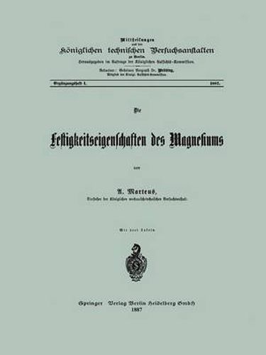 Cover image for Die Festigkeitseigenschaften Des Magnesiums