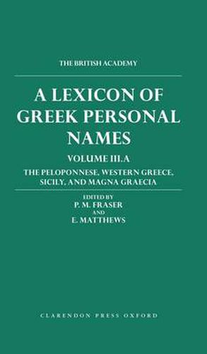 Cover image for A Lexicon of Greek Personal Names