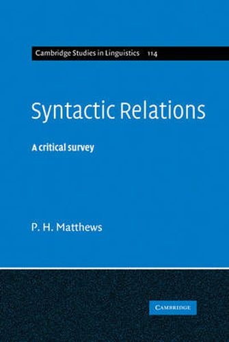 Cover image for Syntactic Relations: A Critical Survey