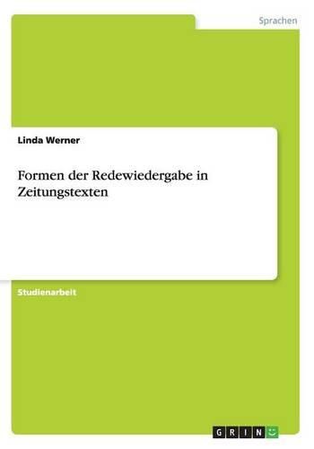 Cover image for Formen Der Redewiedergabe in Zeitungstexten