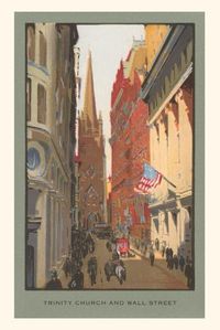 Cover image for Vintage Journal Painting of Trinity Church, Wall Street, New York City