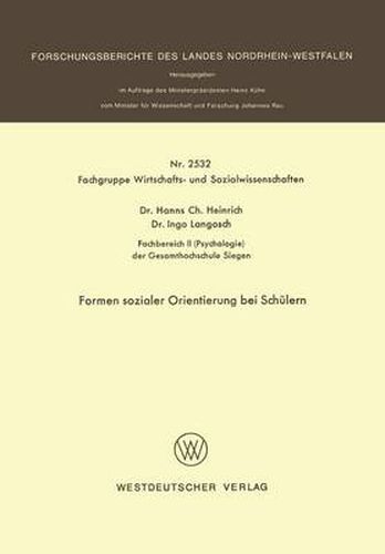 Cover image for Formen Sozialer Orientierung Bei Schulern