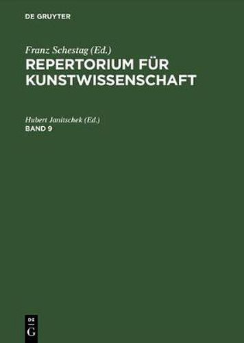 Cover image for Repertorium fur Kunstwissenschaft. Band 9