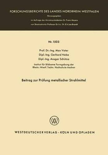 Cover image for Beitrag Zur Prufung Metallischer Strahlmittel