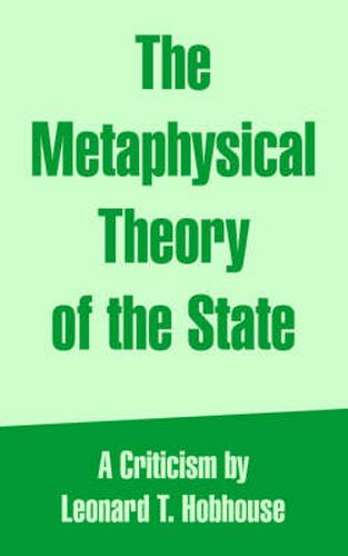 Cover image for The Metaphysical Theory of the State