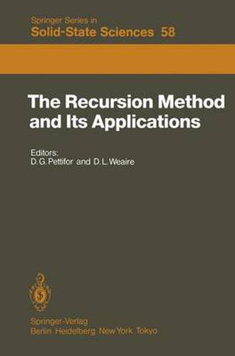 Cover image for The Recursion Method and Its Applications: Proceedings of the Conference, Imperial College, London, England September 13-14, 1984