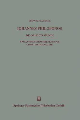 Cover image for Johannes Philoponos: de Opificio Mundi