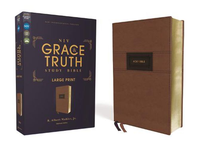 NIV, The Grace and Truth Study Bible, Large Print, Leathersoft, Brown, Red Letter, Comfort Print