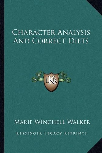 Cover image for Character Analysis and Correct Diets