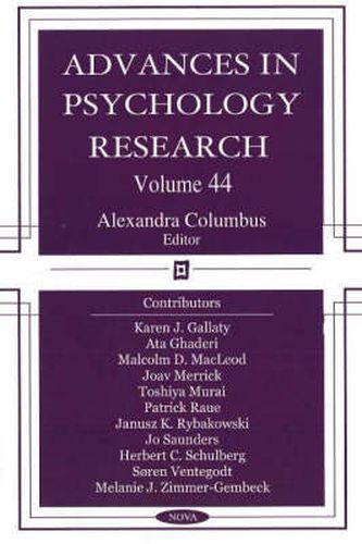 Cover image for Advances in Psychology Research: Volume 44