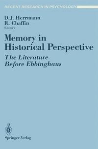 Cover image for Memory in Historical Perspective: The Literature Before Ebbinghaus