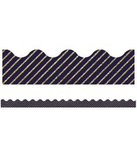 Cover image for Sparkle and Shine Gold Glitter and Navy Stripe Scalloped Borders