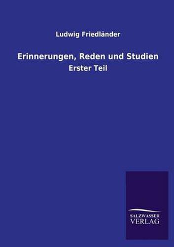Cover image for Erinnerungen, Reden Und Studien