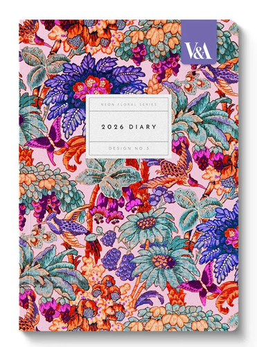 Cover image for V&A Museum 2026 A5 Diary - Neon Floral Series ‘Coral Jungle'