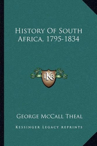 Cover image for History of South Africa, 1795-1834