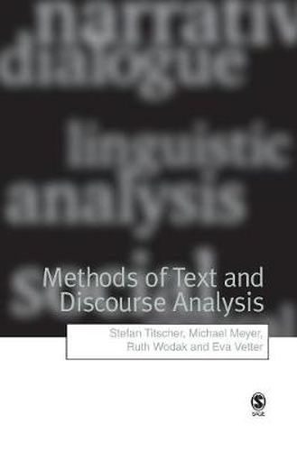 Cover image for Methods of Text and Discourse Analysis: In Search of Meaning