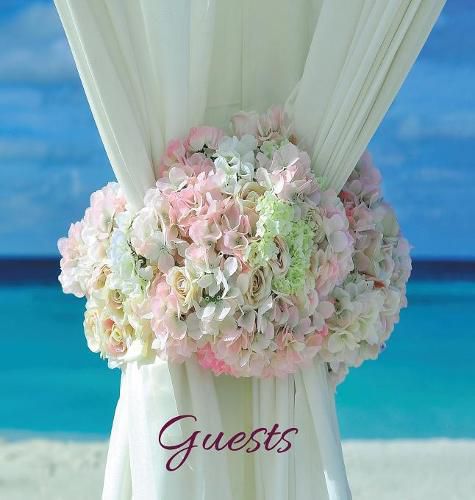 Cover image for Wedding Guest Book (HARDCOVER), Ideal for Beach Ceremonies, Special Events & Functions, Commemorations, Anniversaries, Parties: BLANK Pages - no lines. 32 pages/64 sides. Floral motif in corner of each page.