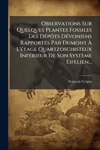Cover image for Observations Sur Quelques Plantes Fossiles Des D P Ts D Voniens Rapport?'s Par Dumont L' Tage Quartzoschisteux INF Rieur de Son Syst Me Eifelien...