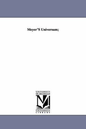 Cover image for Meyer'S Universum;