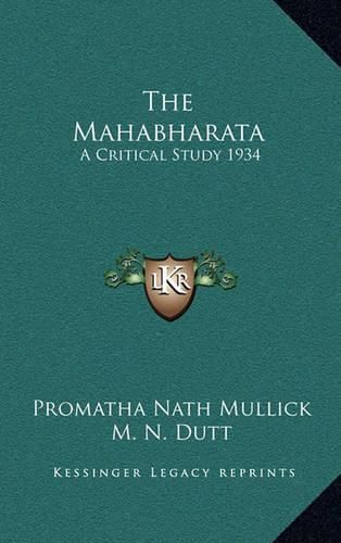 Cover image for The Mahabharata: A Critical Study 1934