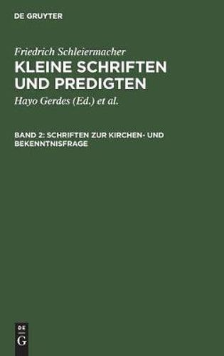 Cover image for Schriften zur Kirchen- und Bekenntnisfrage
