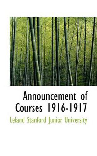 Cover image for Announcement of Courses 1916-1917