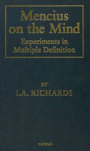 Cover image for Mencius on the Mind: Experiments in Multiple Definition