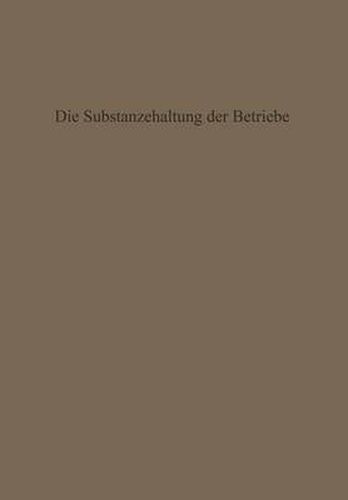 Cover image for Die Substanzerhaltung Der Betriebe