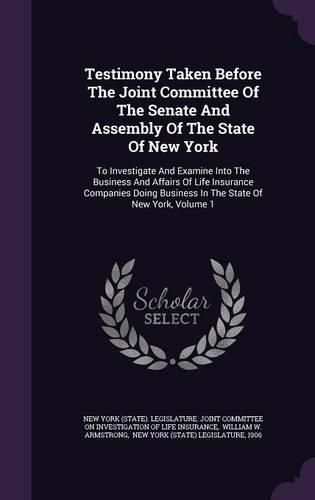 Cover image for Testimony Taken Before the Joint Committee of the Senate and Assembly of the State of New York: To Investigate and Examine Into the Business and Affairs of Life Insurance Companies Doing Business in the State of New York, Volume 1