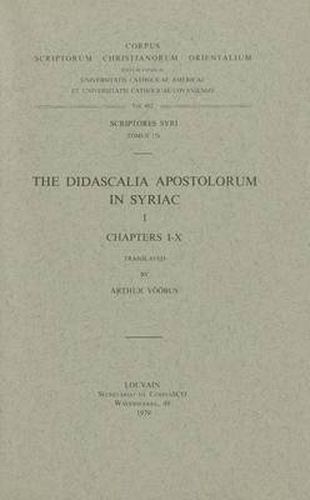 Cover image for The Didascalia Apostolorum in Syriac, I: V.