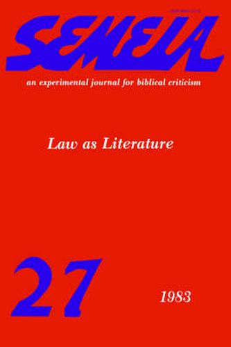 Cover image for Semeia 27: Law as LIterature