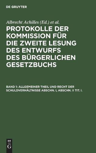 Allgemeiner Theil Und Recht Der Schuldverhaltnisse Abschn. I, Abschn. II Tit. I.