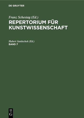 Cover image for Repertorium fur Kunstwissenschaft. Band 7