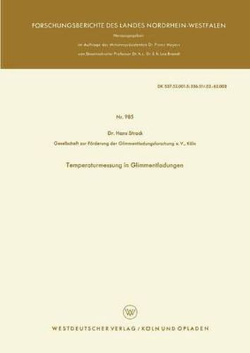 Cover image for Temperaturmessung in Glimmentladungen