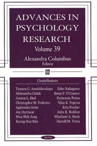 Cover image for Advances in Psychology Research: Volume 39