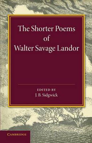 Cover image for The Shorter Poems of Walter Savage Landor