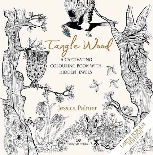 Cover image for Tangle Wood (large format edition): A Captivating Colouring Book with Hidden Jewels