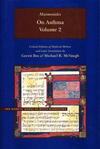 Cover image for On Asthma, Volume 2: Critical Editions of Hebrew and Latin Translations